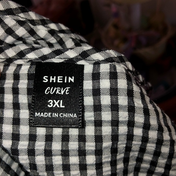 Shein Curve Black and White Gingham blouse- 3xl - new - summer blouse - Picture 4 of 6